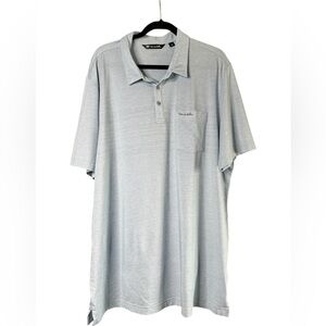 TravisMathew Men’s XXXL Performance Polo Light Blue Stretch Golf Pocket Shirt